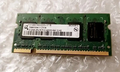 Qimonda HYS64T64020HDL-3.7-B 512MB PC2-4200S-444-12A0 Sodimm Laptop Memory - Image 1 of 2