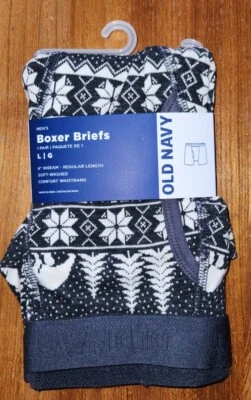 Calzoncillos boxer antiguos azul marino para hombre GRANDES ISLA JUSTA OSOS DE INVIERNO ropa interior entrepierna de 6" Foto 1 de 4
