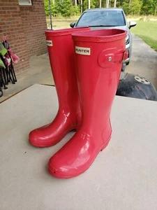 Hunter ORIGINAL BIG KIDS GLOSS RAIN BOOTS Size 4 - Picture 1 of 7