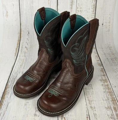 Nueva bota occidental ARIAT para mujer 9,5 Fatbaby Dapper Royal Chocolate verde azulado 10016238 Foto 1 de 4