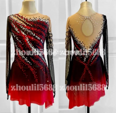 ICE DANCING Women's figure skating dress Competition custom skater skirt - Handmade