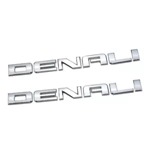 2* Chrome Denali Emblem Letters For GMC SIERRA YUKON ACADIA Door Tailgate Badge - Picture 1 of 5