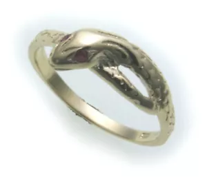 Schlangering echt Gold 585 mit echt Rubin Ring Schlange Qualität neu Gelbgold - Bild 1 von 2