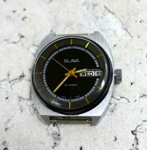 Slava Vintage Herrenarmbanduhr UdSSR sowjetisch seltener Kalender gewartetes Geschenk für Männer - Bild 1 von 6