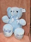 Aurora World Baby Boy Blue Teddy Bear Plush Stuffed Animal Silk Ribbon New W Tag