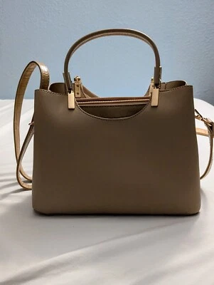 Fashion Nova NWOT Beige Faux Leather Small Crossbody Satchel Purse - Image 1 of 4