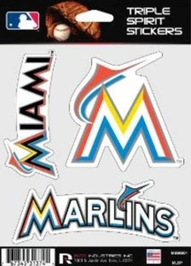 Miami Marlins Die Cut Decals 3 Pack Car Window, Laptop, Tumbler MLB, Rico - Picture 1 of 1