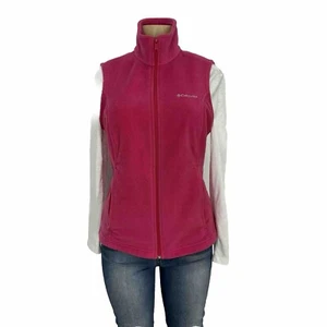 Columbia Pink Vest Sleeveless Sweater Womens Size M Casual Zip Up Mock Neck Top - Picture 1 of 16