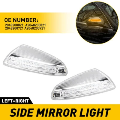2pc 2008-2015 Mercedes Benz C250 C300 C350 C63 AMG Side Mirror Turn Signal Light - Image 1 of 4