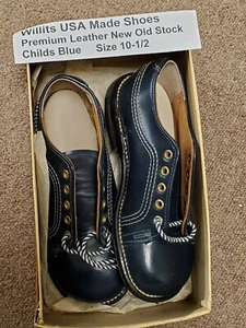 Willits Child's Blue leather shoes, USA, size 10 1/2, navy blue brand new, NOS - Picture 1 of 4