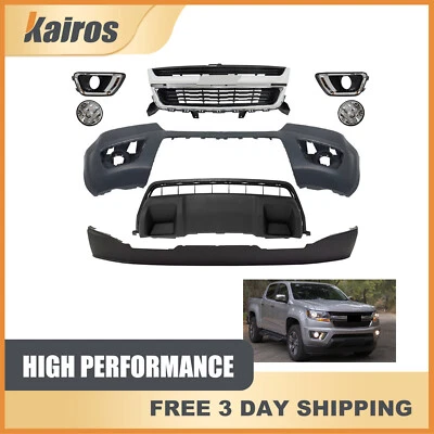 For 2015-2020 Chevy Colorado Front Bumper Grille Kit W/ Skid Plate & Foglight - Image 1 of 4