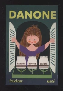 CP PUBLICITÉ YOGHOURT DANONE FRAÎCHEUR SANTE ALAIN GAUTHIER AFFICHISTE repro1960 - Picture 1 of 2