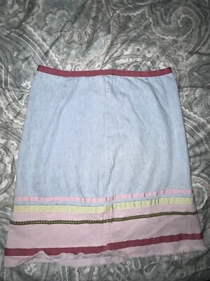 Christopher & Banks Women’s Striped Denim Blue Jean Skirt Light Wash - Image 1 of 4