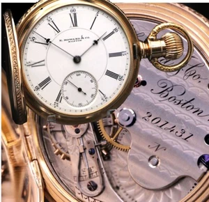 14K Gold Howard Pocket Watch | 18 Size Hunter Case - Picture 1 of 9