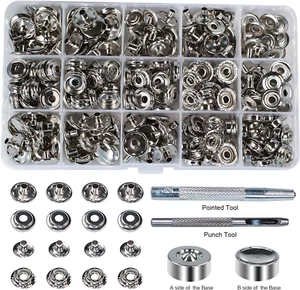 70 Sets 15mm 5/8" Heavy Duty Snap Fasteners Kit, Metal Snaps for Leather Crafts - Picture 1 of 7