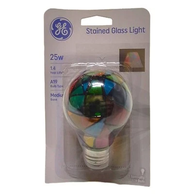 GE Lighting Stained Glass Light Bulb, 25 Watt, Multi-Color Decorative Bulb - Image 1 of 2