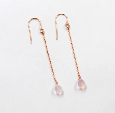 Silver Dangle Earring Rose Quartz Gemstone Handmade Earring 925 Silver Jewelry Foto 1 de 3