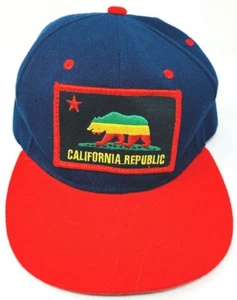 California Republic blau und rot bestickt Snapback Mütze - Bild 1 von 6