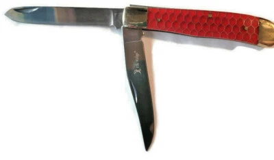 Elk Ridge Hand-forge Pocket Knife 2 Blades Red Handle Hunting Camping #ER-938 - Image 1 of 4
