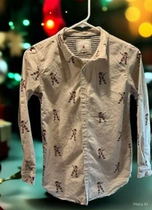 Denim And Flower Youth 13/14 Long Sleeve Button Up Christmas Santa Shirt  - Picture 1 of 6