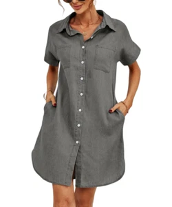 Camisa Gray Chambray Pocket Shirt Dress Size L - Bild 1 von 1