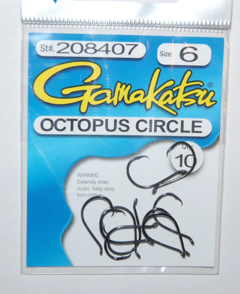gamakatsu octopus circle hook size 6 10 per pack # 208407 hooks