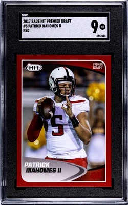 Patrick Mahomes 2017 RED Sage-hit Premier Draft #5 Rookie SGC 9 POP 9 RARE  RED - Image 1 of 2