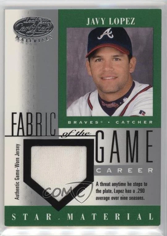 2001 Leaf Certified Materials Fabric of the Game Career Stats /290 Javy Lopez - Image 1 of 2