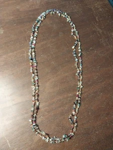 TWO Vintage Semi Precious Gemstone Beaded Chips Beggars NECKLACE 34” Long each - Picture 1 of 3
