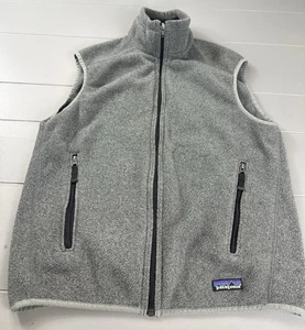 Patagonia Mens Synchilla Vest Gray Fleece Full Zip Mock Neck Zipped Pockets Sz S - Picture 1 of 14