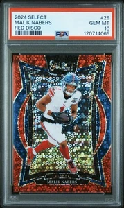 2024 Select #29 Malik Nabers Red Disco Prizm Concourse /49 PSA 10 Rookie RC - Picture 1 of 2