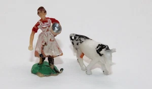 Vintage 1960er Mini Bauernmädchen Milchmädchen und Kuh - Kunststoff Vintage Spielset - Bild 1 von 4