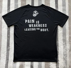 Marines T-Shirt Men XL Black USMC Pain is Weakness Leaving the Body Made USA - Picture 1 of 6