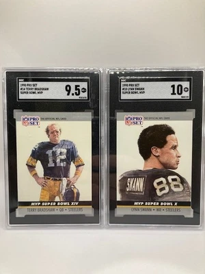1990 Pro Set #14 Terry Bradshaw SGC 9.5 and 1990 Pro Set #10 Lynn Swann SGC 10 - Image 1 of 4