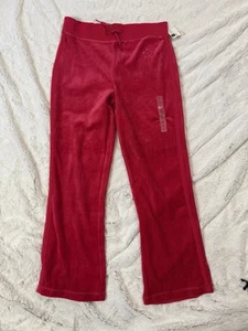 NWT Womens M 10-12 Y2K 2000s Arizona Jean Co Drawstring Pink Velvet Pants Beaded - Picture 1 of 7
