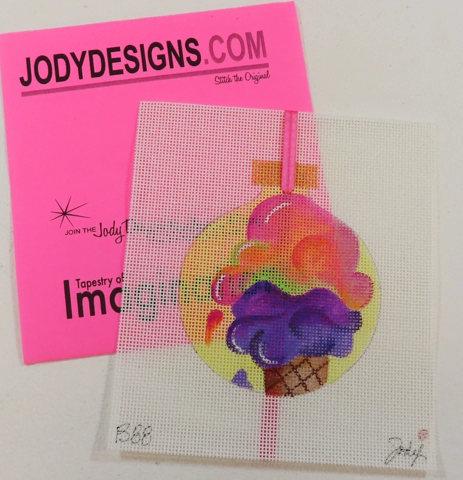 HANDPAINTED NEEDLEPOINT  - Ice Cream Cone by Jody Designs (54) - Image 1 of 1