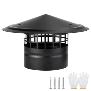 Tapa de chimenea redonda de 6 pulgadas, tapa de chimenea con tapa de cono con pantalla, estufa de madera de lluvia para techo... - Imagen 1 de 7