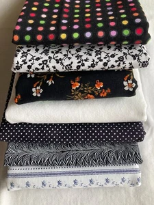 Lot of Quilting Craft Sewing Fabric Black Tones 9+ Yards 7 Pieces Cotton - Picture 1 of 8