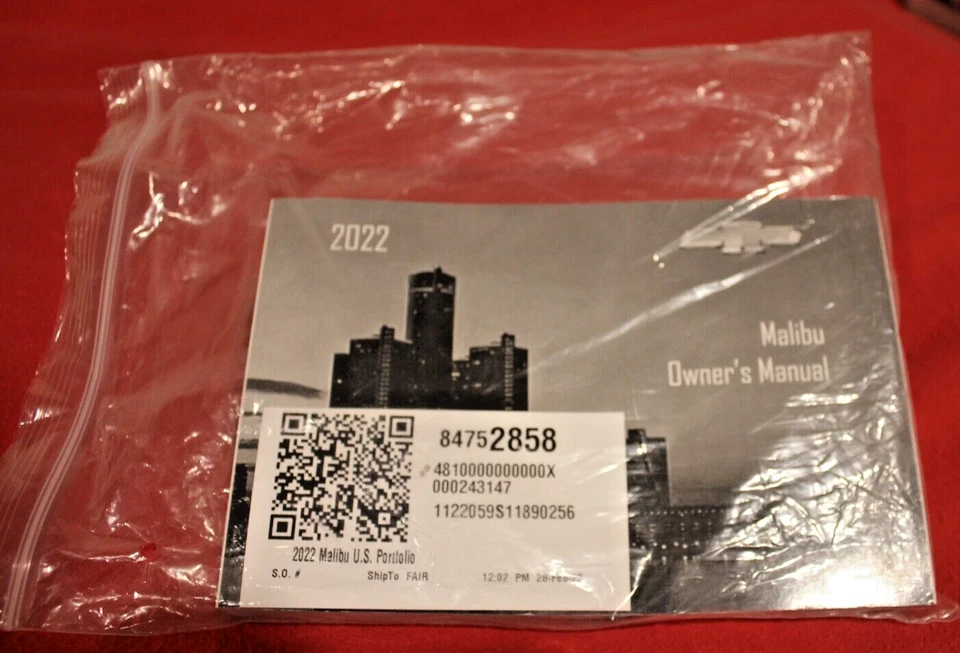 Chevrolet Malibu 2022 manual del propietario - nuevo en embalaje original OEM como nuevo Foto 1 de 1