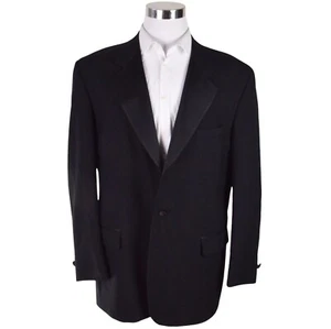 Chaps Ralph Lauren Mens Tuxedo Sportcoat 46L Black Sport Coat Jacket Wool USA - Picture 1 of 11