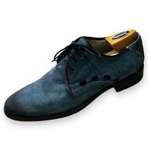 Bacco Bucci Oxfords Blue Ombre Suede Shoes Black Laces Italy Neiman Marcus SZ 9