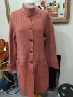 Arlette Nastat Vintage 100% Wool Knitted Jacket Cardigan Coat 12 14 Red/Beige