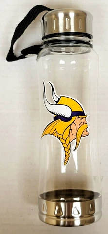 NFL Minnesota Vikings Clip-On 16oz Clear Water Bottle (BPA Lead Free) NEW Cover