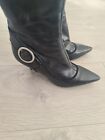 Guess Woman's Leather Boots Black 6.5 Pre- Owned