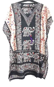 Women's Summer Wear Kaftan Mini Dress Short length Loose Casual Boho Caftan Maxi - Picture 1 of 3