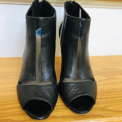 Jessica Simpson black booties size 6.5, black Leather and mesh open toe bootie  - Image 1 of 4