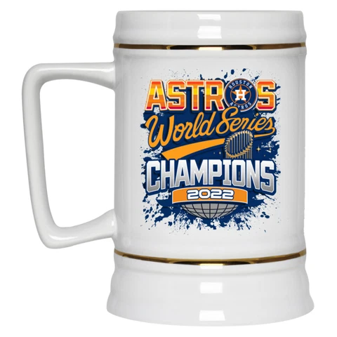 2022 World Series Champions Houston Astros V2 White 22 oz Ceramic Beer Mug Stein Cover