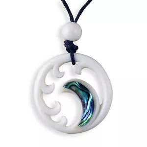 Tribal Amulett Anhänger Kette Maori Knochen Bone Koru inkl. Band PB385 - Bild 1 von 1