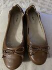 LL Bean Ballet Flat Skimmer Sz 9 Brown Perforated Leather Slip On Loafer