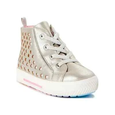 Wonder Nation Baby Girl Heart High Top Sneaker, Silver Size 6 - Image 1 of 3